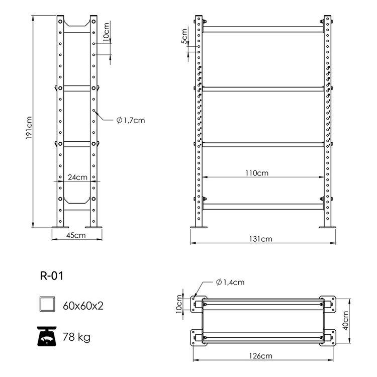 Raft modular pentru accesorii de antrenament COMPACT R-01 - UpForm