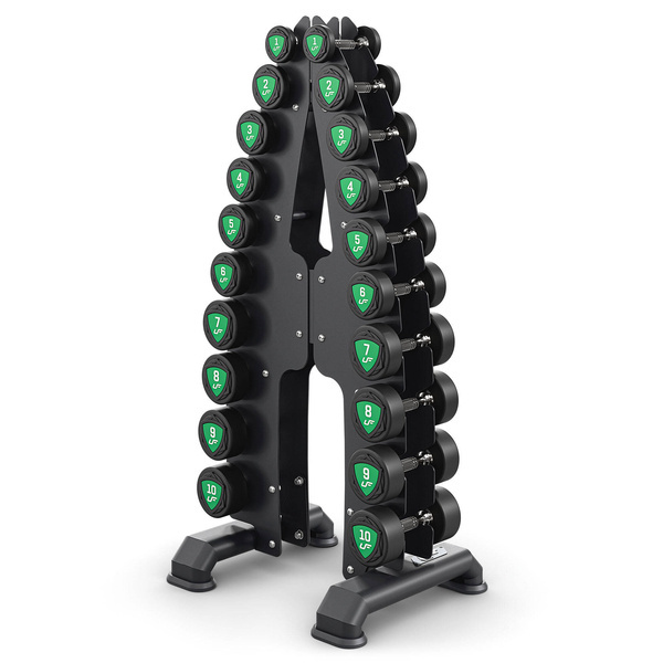 Set of polyurethane dumbbells 1-10kg (increments of 1 kg) 110 kg with dumbbell rack UR-S005– UpForm