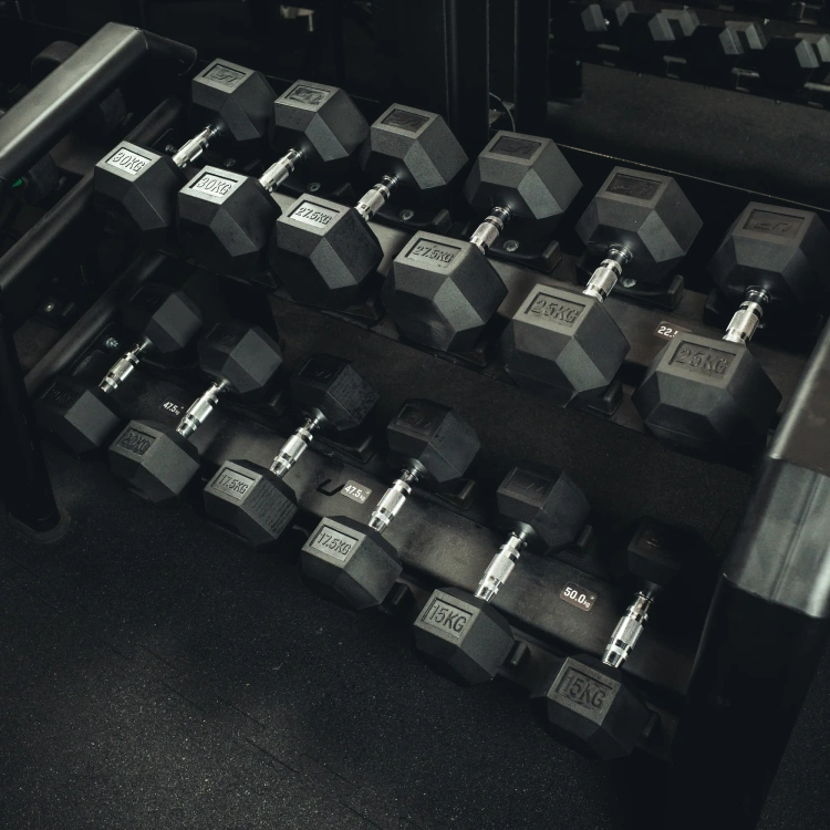 Rubber-coated HEX cast-iron dumbbell 17,5 kg - UpForm