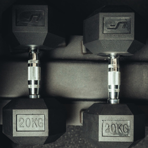 Rubber-coated HEX cast-iron dumbbell 20 kg - UpForm