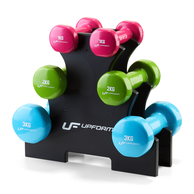 Vinyl-Fitness-Hantelset 12 kg mit Ständer – UpForm