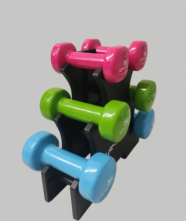 Set de gantere fitness din vinil 12 kg cu suport – UpForm