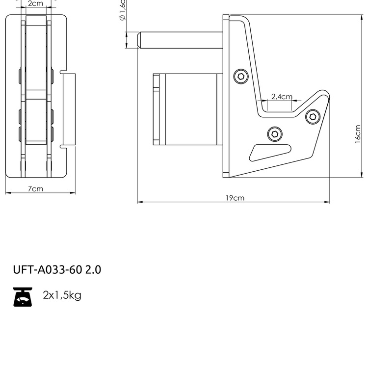 Soportes de barra con ganchos en J para racks 80x80 UFT-A001 - UpForm
