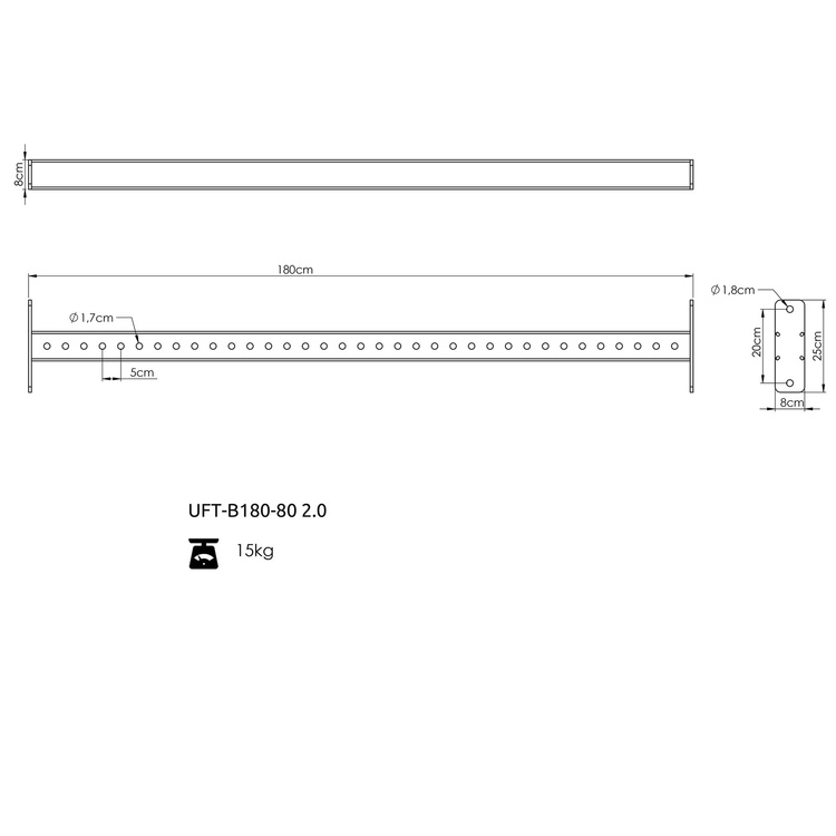 Connettore a raggi 80x80 180cm UFT-B180 2.0 - UpForm