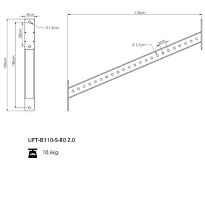 Diagonaalbalk met gaten 60X60 110cm UFT-B110-S 2.0 - UpForm