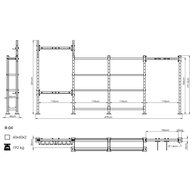 Raft modular pentru accesorii de antrenament COMPACT R-04 - UpForm