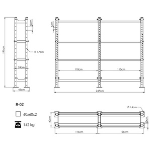 Raft modular pentru accesorii de antrenament COMPACT R-02 - UpForm