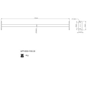 Enkele stang 33mm 110cm UFT-D33-110 2.0 - UpForm