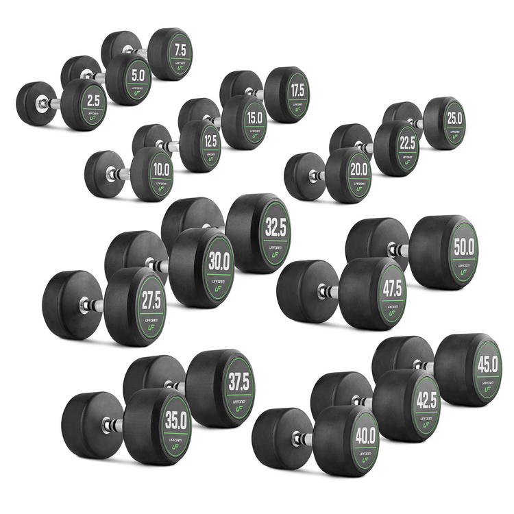 Zestaw hantli stałych gumowanych 2,5-50 kg (skok co 2,5kg) 1050 kg - UpForm