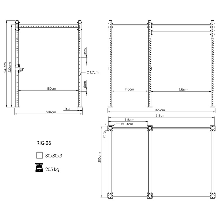 Power Rack Cage PRO UFT-RIG-06 with accessories - UpForm
